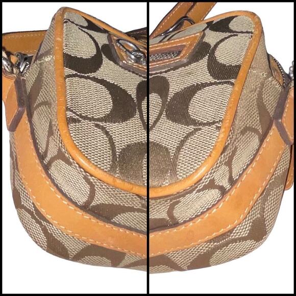 Coach Signature Canvas Brown Mini Crossbody Shoulder Bag - Picture 8 of 15